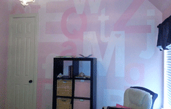 lettering mural pink