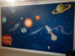 space galaxy mural