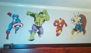 Boys room superhero mural