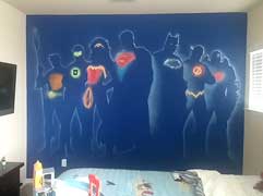 Superhero silhouette mural