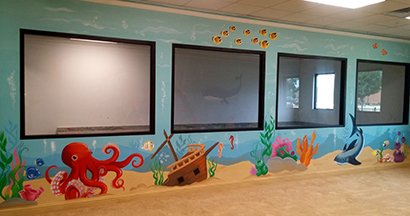Underwater play room school mural