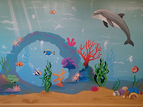 Underwater play room school mural
