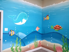 Underwater play room mural