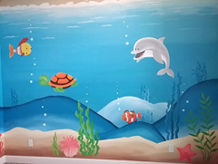 Underwater play room mural
